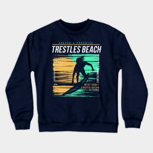 Retro Surfing Trestles San Clemente California // Vintage Surfer Beach // Surfer's Paradise Crewneck Sweatshirt